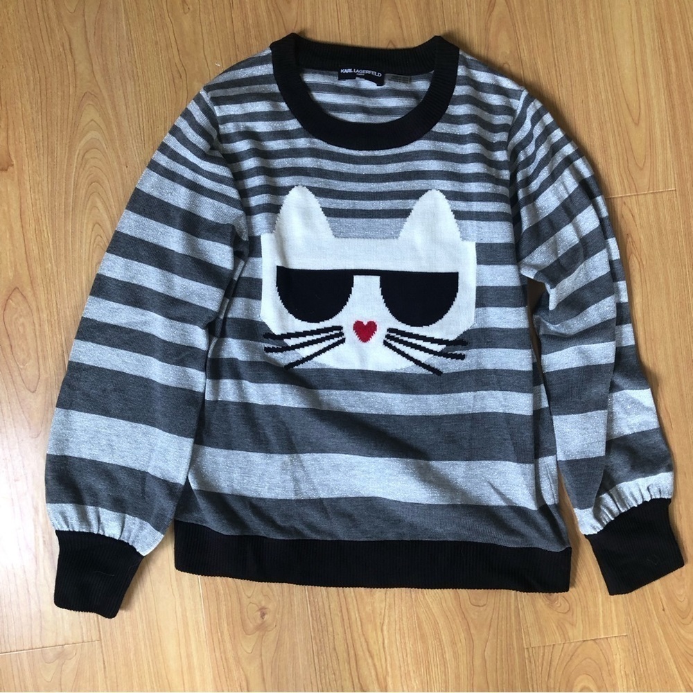 Karl Lagerfeld Choupette cat crew neck sweater